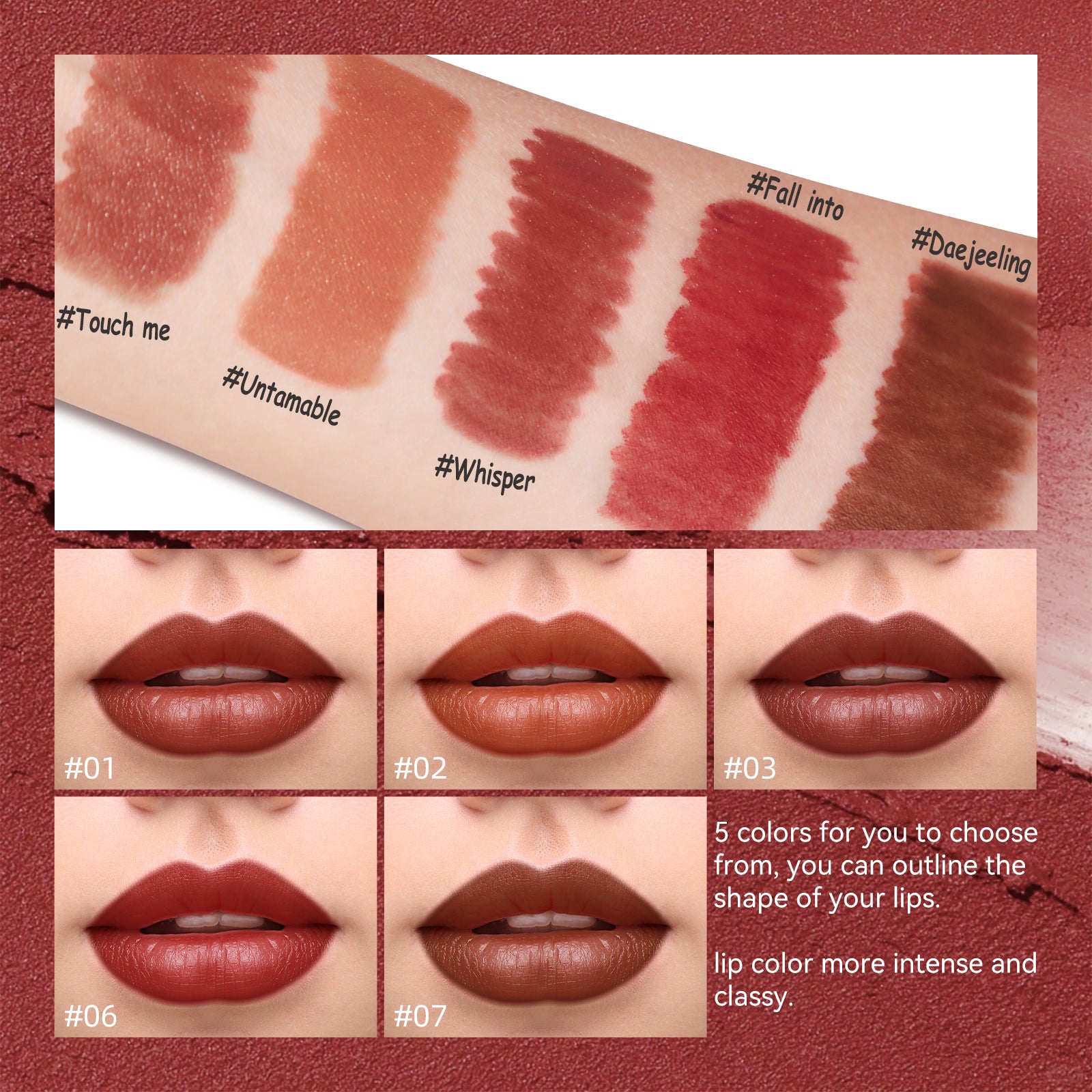 KISSIO Lip Liner,Creamy Lip Pencil,Long Lasting Lip Liner with Sharpener,Matte Finish,Smooth and Soft,Non Dry,Easy to Use,Cruelty free,0.02 oz,06 Fall into