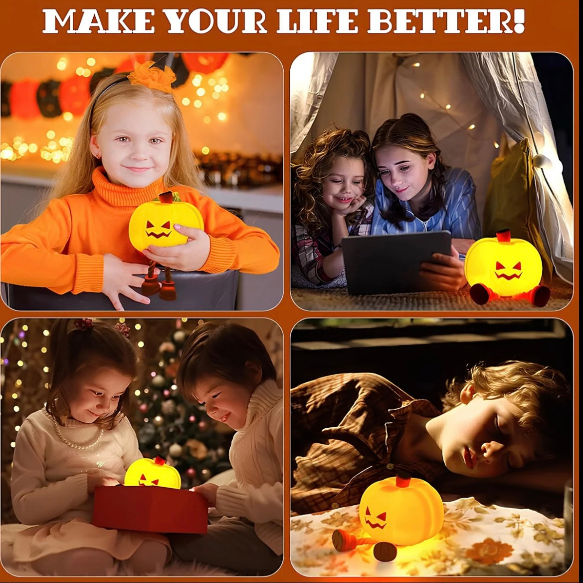 Halloween Pumpkin Night Light,Mini LED Pumpkin Lamp